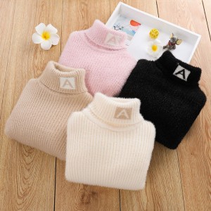 High Neck Clothes Plush Sweaters Kids Clothing Infant Baby Children Knitting Sweaters