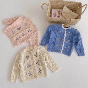 Children Baby Sweater Collar Knitted Cardigan Jacket Baby Sweater Coat Girls Cardigan Autumn Winter Sweaters