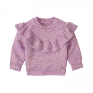 Baby clothing Girls Long Sleeve Knit Ruffle Sweater Solid Color knitting patterns baby girls sweaters