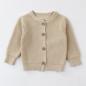 Children sweater kids casual cardigan with solid beige new clothing