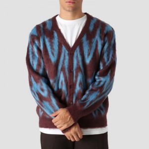 High Quality Custom Pattern Knitted Jacquard Design Men's Cardigan Sweater