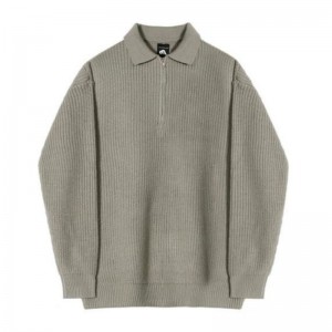 Pullover Jumper Men′s Autumn and Winter Thickened Half Turtleneck Zip  sweater