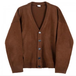 Fall/Winter Long Sleeve Knitted Loose Cardigan V-Neck Top Men′s Sweater