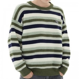 Sweater Round Neck Long Sleeve Knitted Striped Sweater for Men and Women