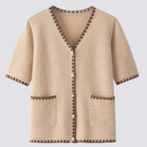 Fashion Summer Knit Cardigan Top V Neck Shortsleeve Sweater