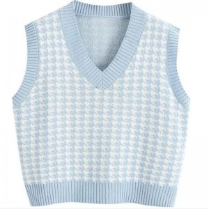 Pattern Knit Sweater Vest Sleeveless Loose V-Neck Knitwear