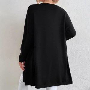 Autumn Women Sweater Coat Loose Black Daily Long Knitted Cardigan