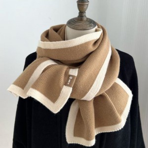 Winter Scarf Knitted Custom Warm Contrast Color Soft  Women Knit Scarves