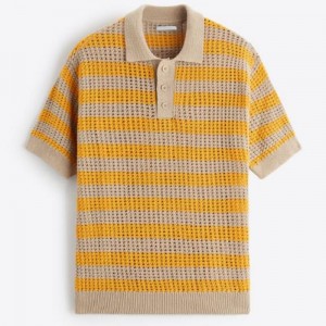 Wholesale spring summer short sleeve crochet knitted polo sweater shirt for men