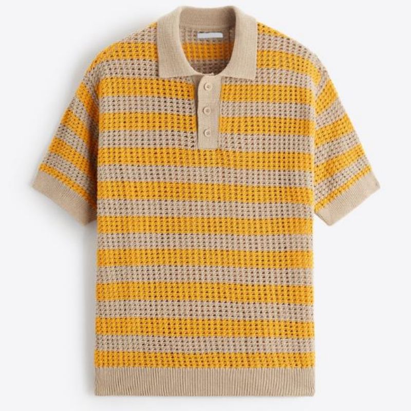 Wholesale spring summer short sleeve crochet knitted polo sweater shirt for men