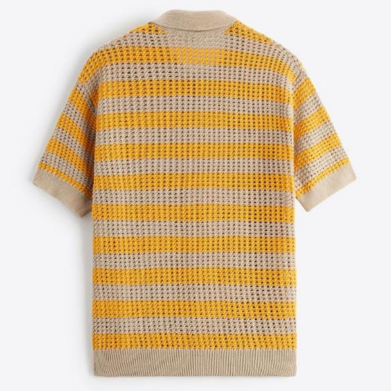 Wholesale spring summer short sleeve crochet knitted polo sweater shirt for men